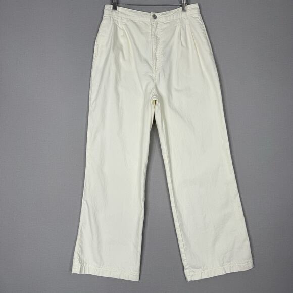 Frame Womens Pants 27 White 100% Cotton Denim Pleated Chino Wide Beach Old Money - Picture 1 of 14